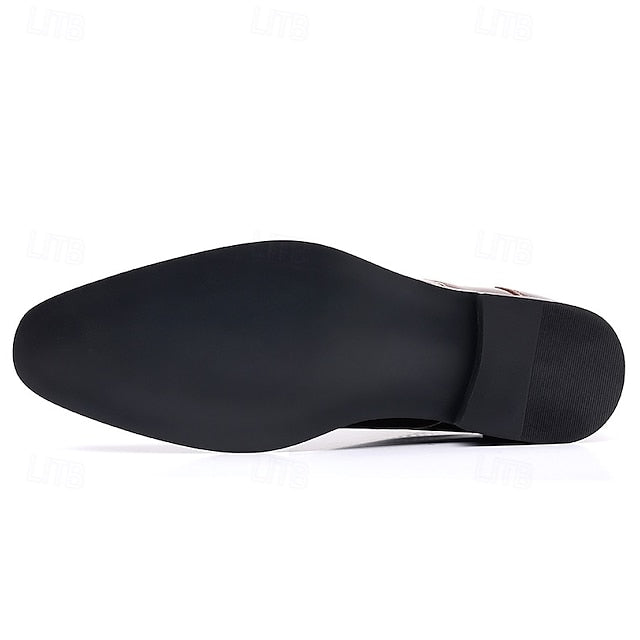 Brogue Burgundy Glossy Wingtip Ankle Faux Men's Leather