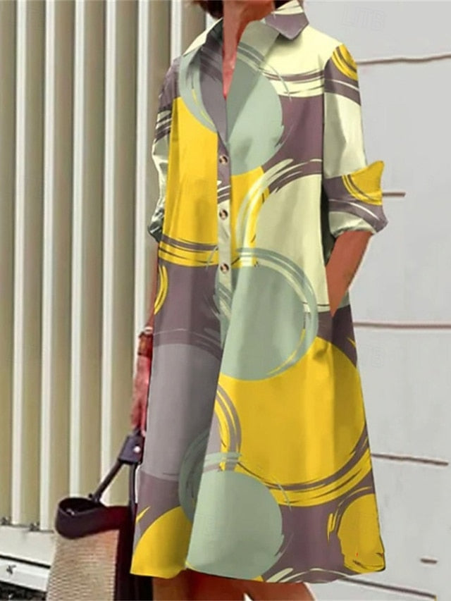 Women's Midi Dress Shirt Dress Casual Dress Fashion Modern