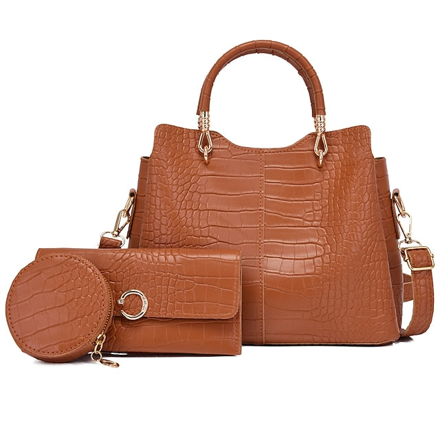 Tasche Leder Ausgehen Damen Set PU Geldbörse Büro Pcs 3