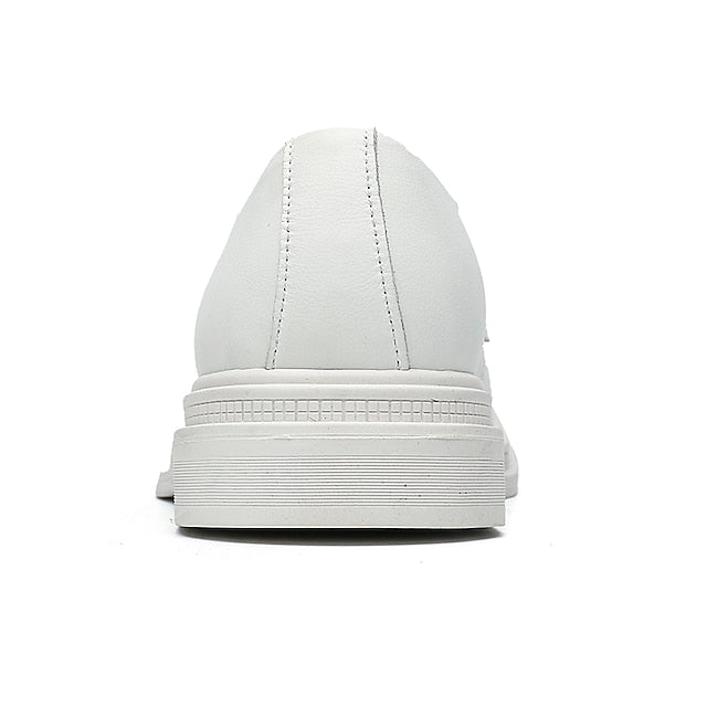 White Perforated Oxford Shoes Faux with Leather Men's