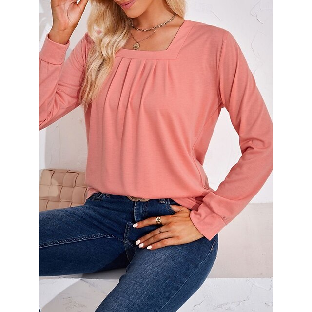 Women's Blouse Ruched Solid Color Daily Stylish Casual Long