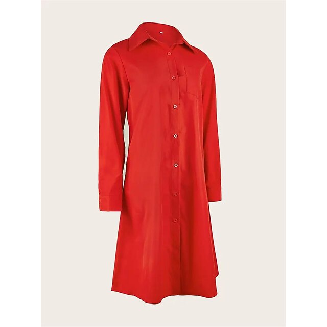 Women's Shirt Dress Casual Dress Shift Dress Pure Color