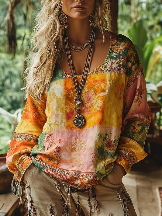 Women's Boho T-shirt T Shirt Tee Top Print Floral Graphic