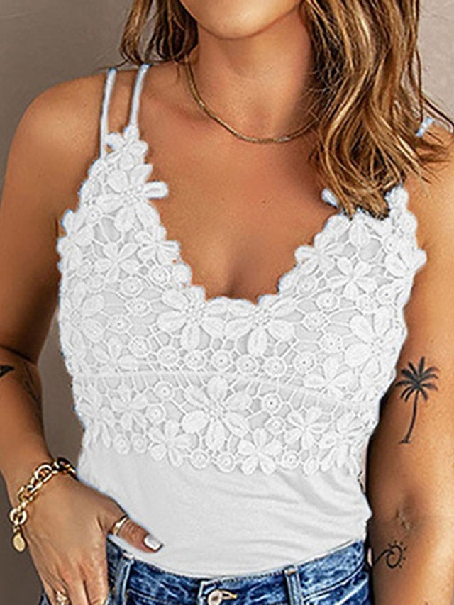 Women's Camisole Tank Top Black White Army Green Floral