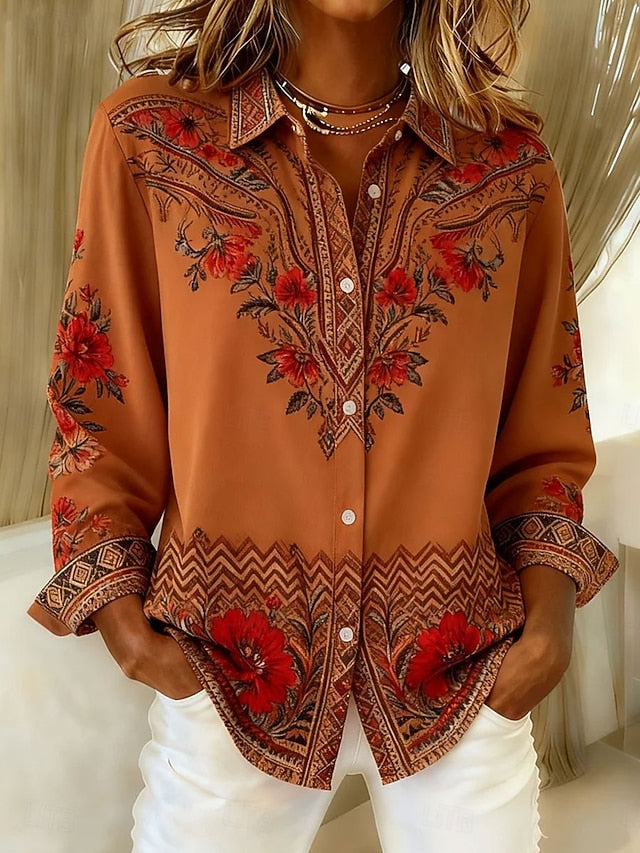 Women's Work Shirt Graphic Paisley Elegant Stylish Modern