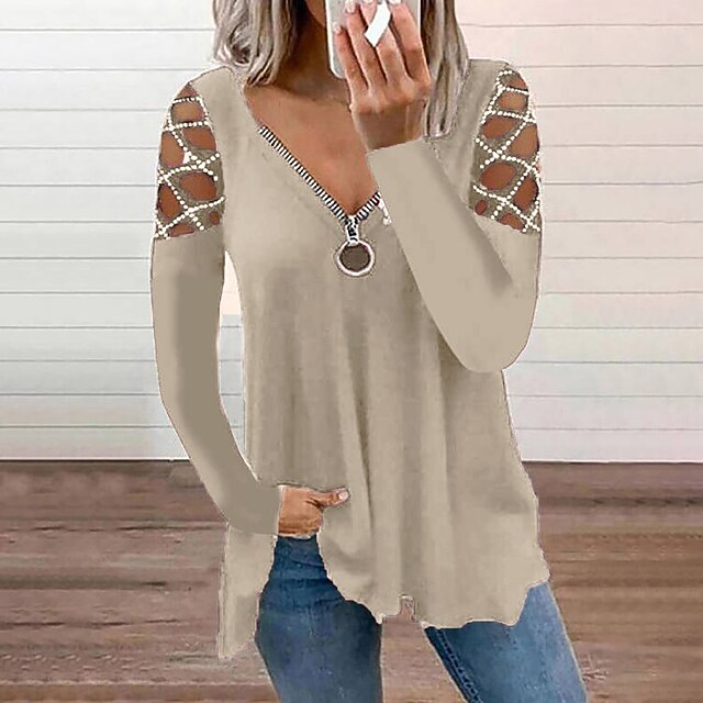 Women's Burgundy Tee Blouse Cut Out Flowing tunic Quarter