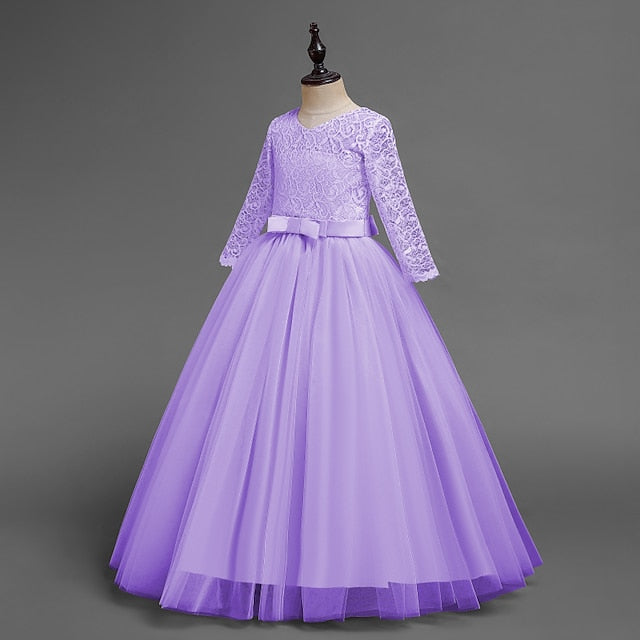 Half Flower Girls' Kids Girl Sleeve Dress Wedding