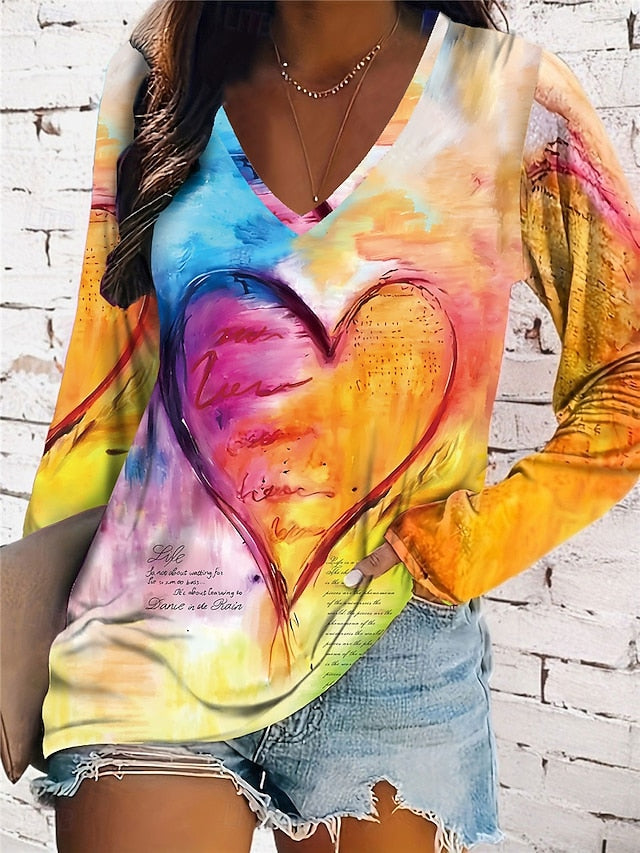 Women's T shirt Long Sleeve V Neck Long Sleeve Tunic Casual