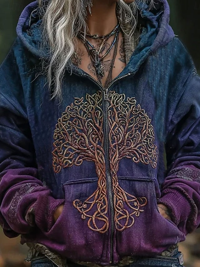 Women's 3D Print Vintage Boho Hoodie Patchwork Hoodie