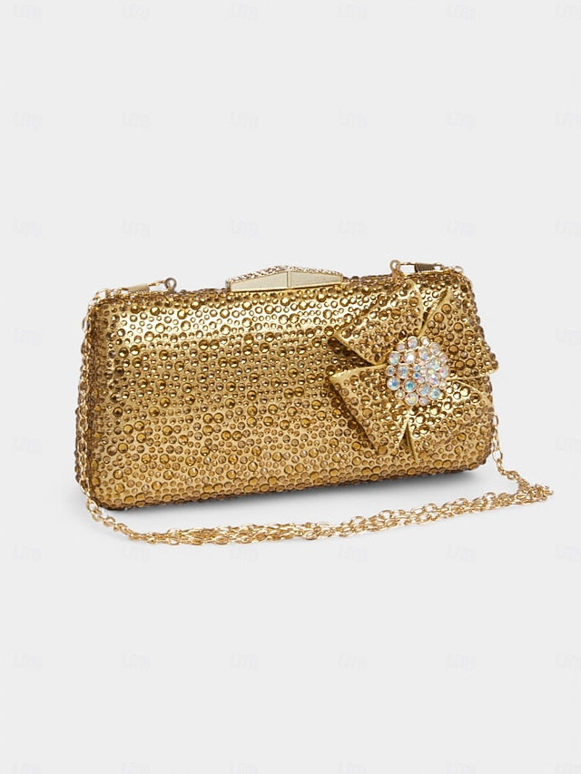 Heel High Sparkling Rhinestone Bow with Matching Sandals Clutch