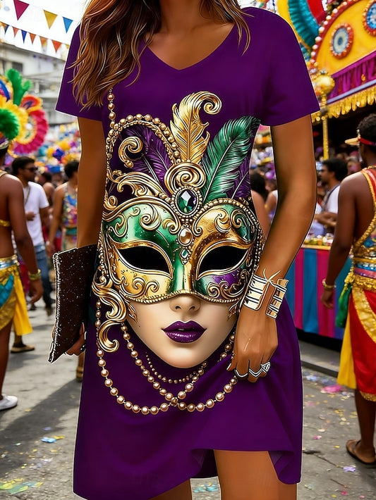 Venetian Carnival Women's Mini Dress Casual Dress T Shirt