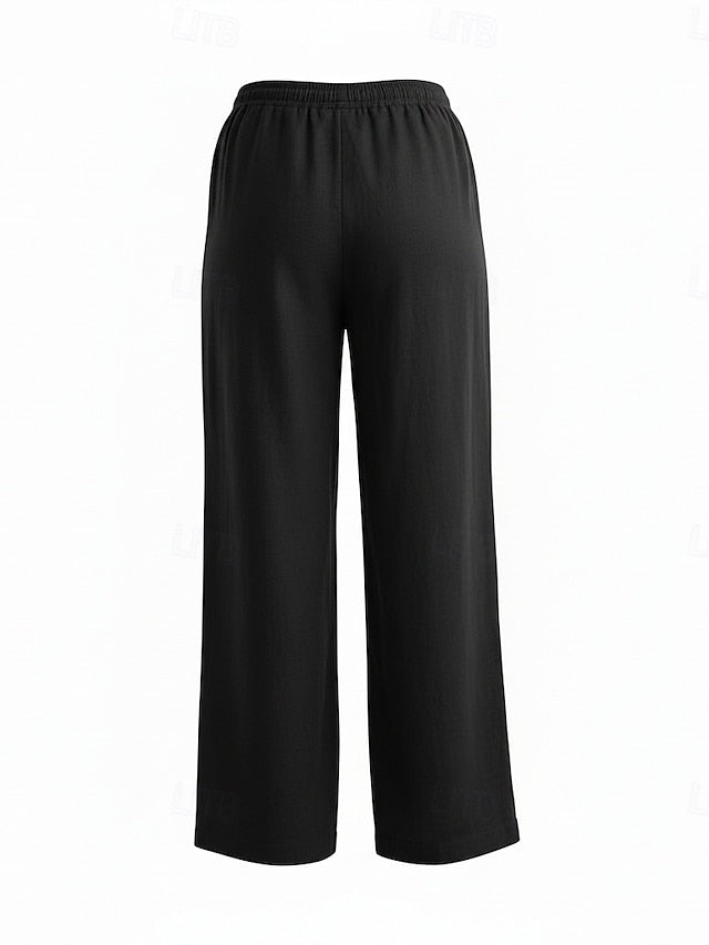70% Linen Women's Linen Pants Culottes Wide Leg Wide Leg