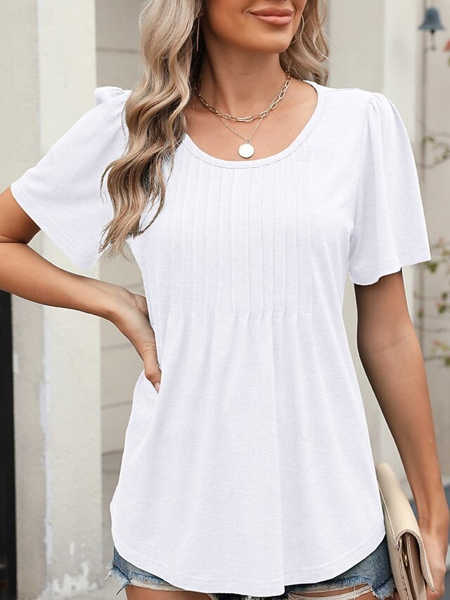 Women's T Shirt Tee Top Ruched Plain Fashion Stylish