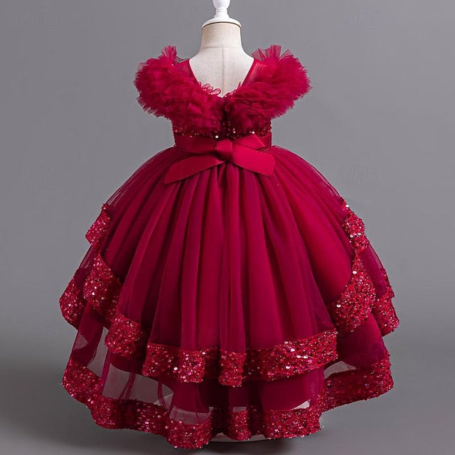 Kids Girls' Sleeveless Flower Party Sequin Girl Dress