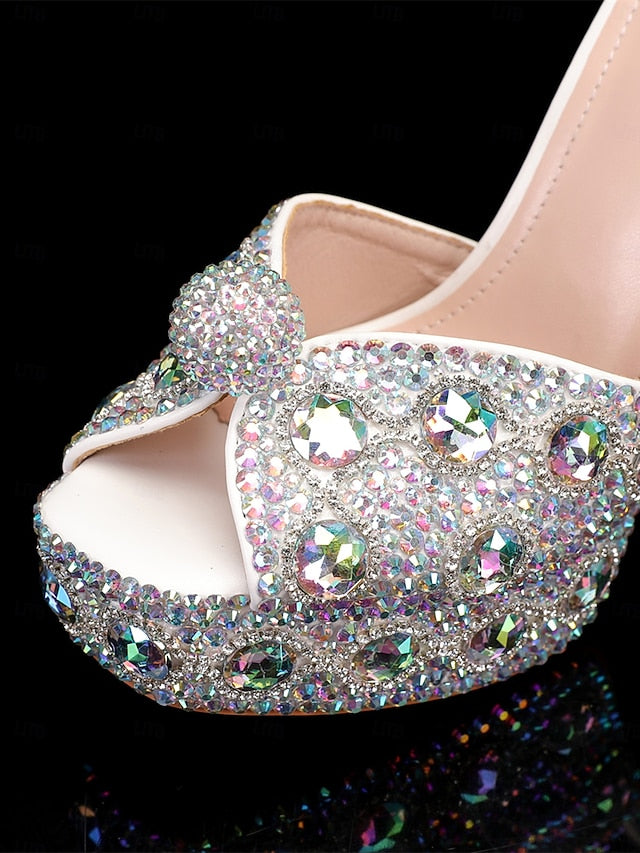 Glamorous Women's with Sandals Platform Crystal-Embellished