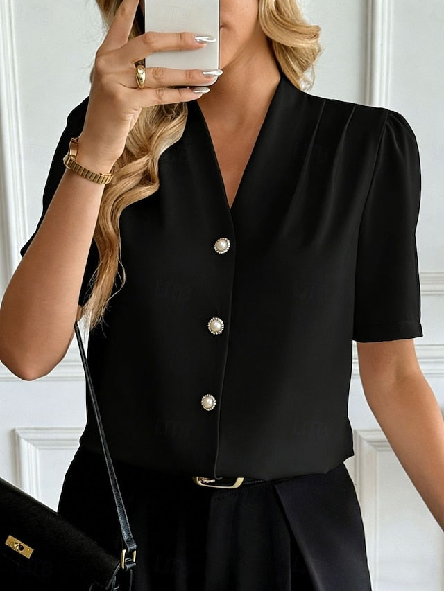 Women's Shirt Button Down Shirt Casual Shirt Buttons Plain