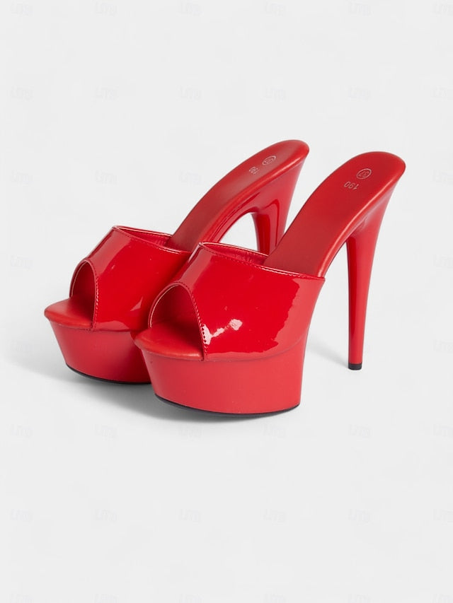 Platform Red Women's Leather with Patent Heels High