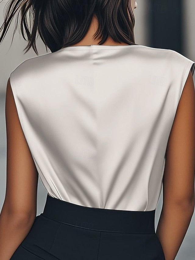 Women's Elegant Dressy Satin Top Tank Top Plain Fashion