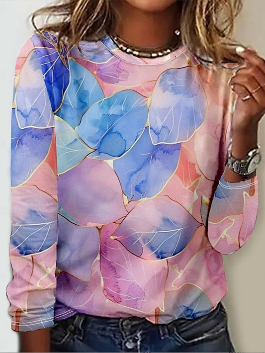 Women's T shirt Crew Neck Long Sleeve Tunic Elegant  New