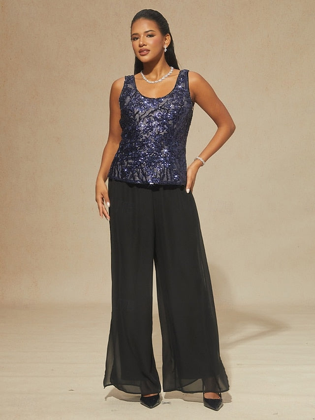 Women's Blouse 2 Pieces Outfits Dressy Tops Sequins