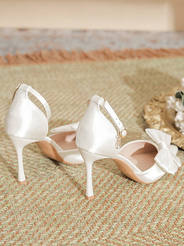 Pointed Pumps Strap Classy – Women's Ankle Bow Champagne