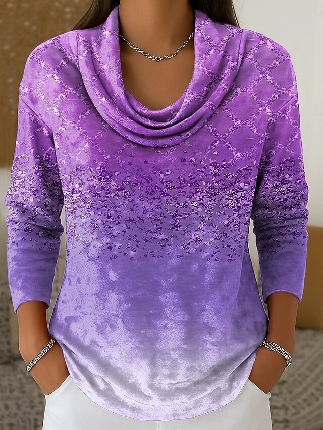 Women's Tunic Tee Print Tiered Ombre Graphic Geometric