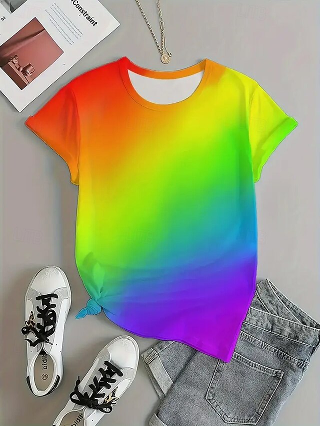 Women's T Shirt Summer Tops Print Graphic Color Gradient