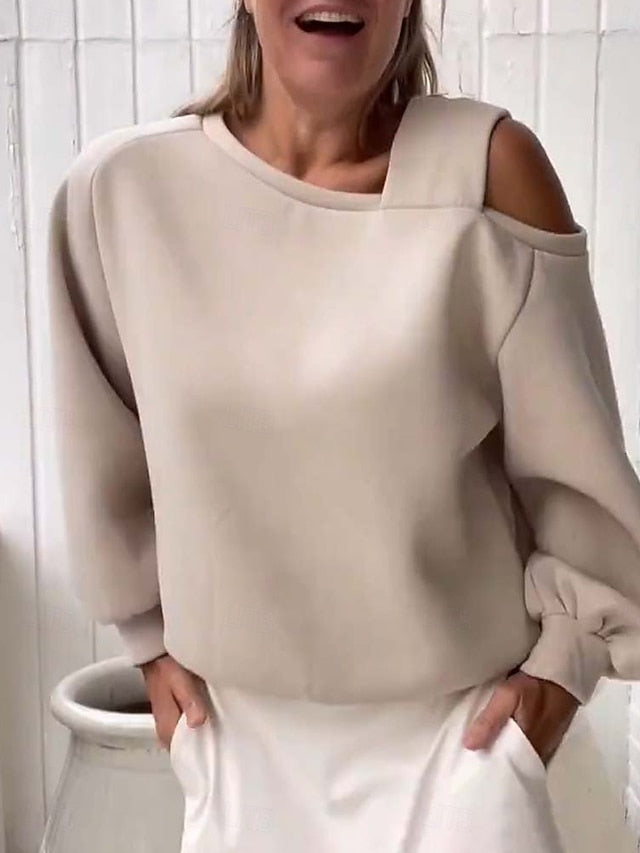 Women's Sweatshirt Casual Plain Street Dailywear V Neck