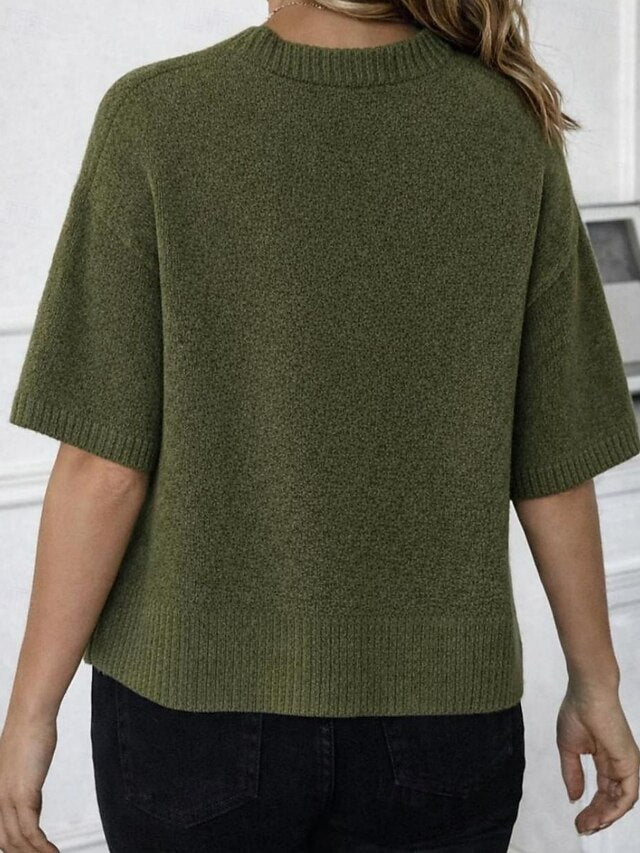 Women's Knit Tee Tee Top Pocket Fuzzy Side Split Solid