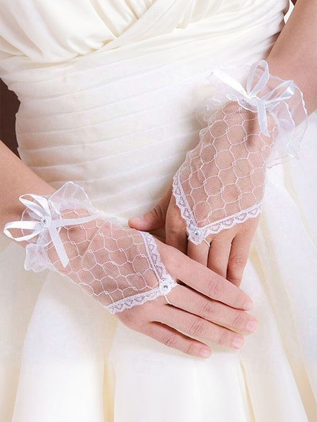 Elegant Gloves Wedding White Fingerless Bridal Lace –
