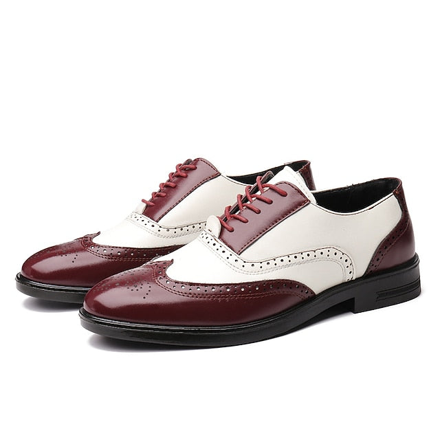 and Burgundy Shoes Wingtip Men's Oxford White Brogue
