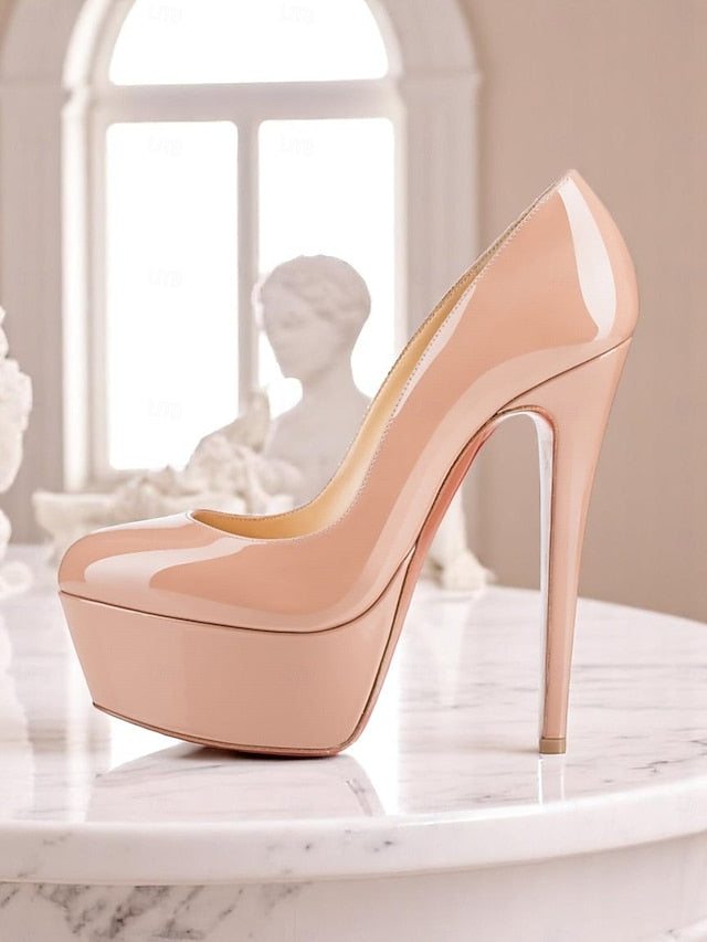 Women's and Pointed-Toe Patent Platform Heels with Black