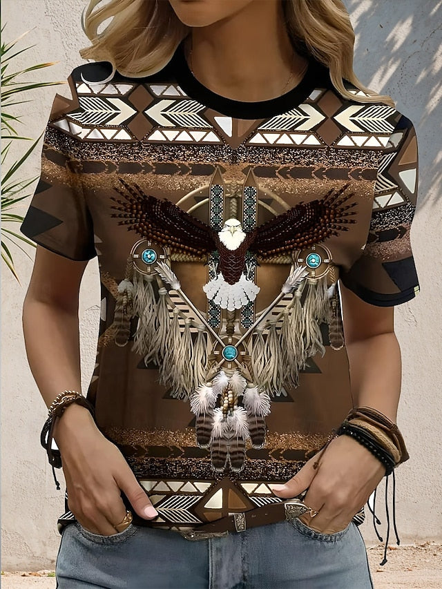 Women's Boho T Shirt  Western T Shirt Graphic Geometric