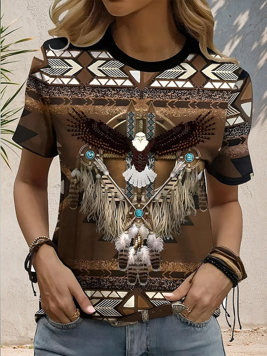 Women's Boho T Shirt  Western T Shirt Graphic Geometric
