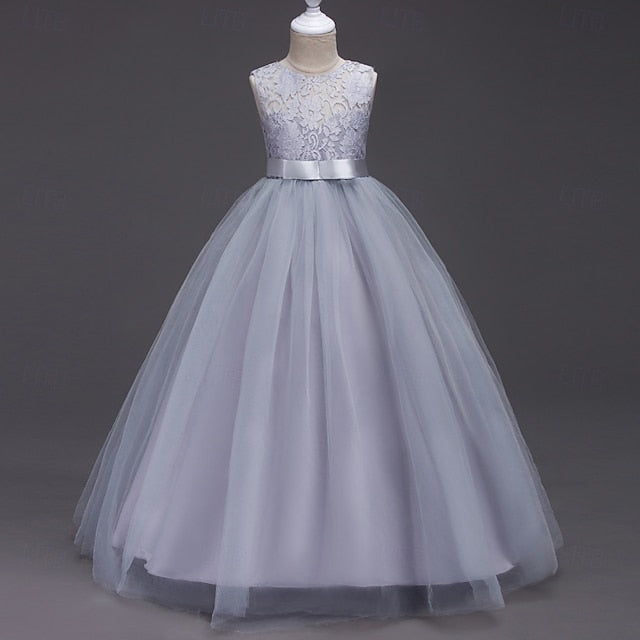 Cosplay Kids Girls' Party Solid Dress Color
