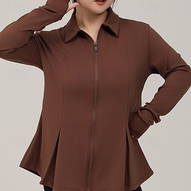 Women's Yoga Jacket Workout Outfits Lapel Lightweight Full