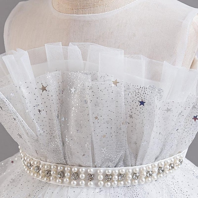 Girl Kids Party Girls' Sequin Sleeveless Flower Dress