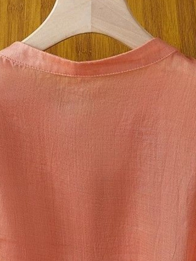 Women's Cotton Linen Shirts Solid Color Daily Basic Casual