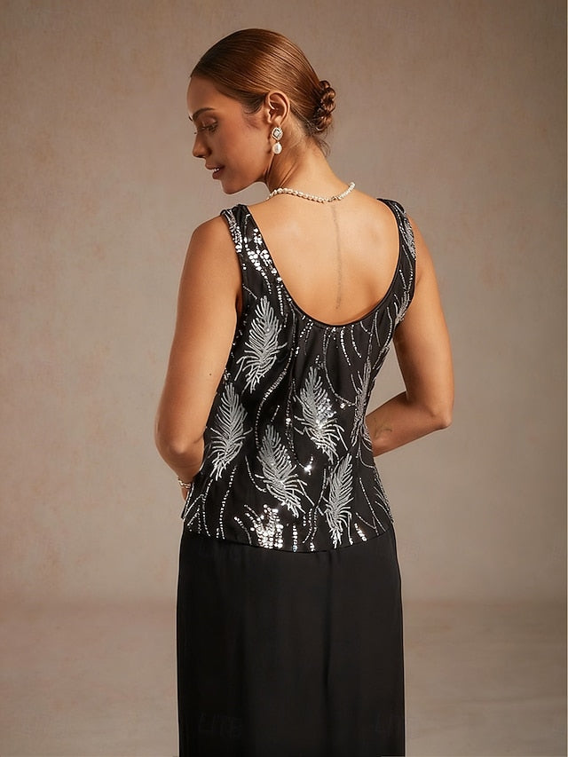 Women's Twinset Blouse Dressy Tops Evening Tops Feather