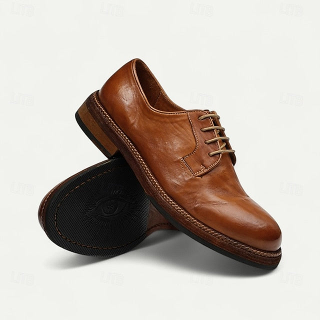 Clean Goodyear Derby with Shoes Leather and Welt Men's Tan