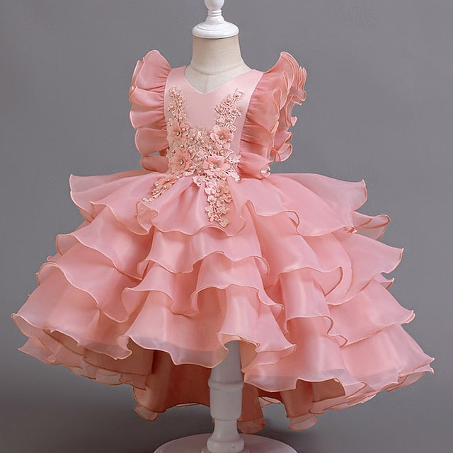 Dress Girls' Asymmetrical Party Kids Floral