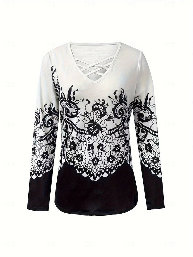 Women's T Shirt Cut Out Print Floral Graphic Plants Vintage