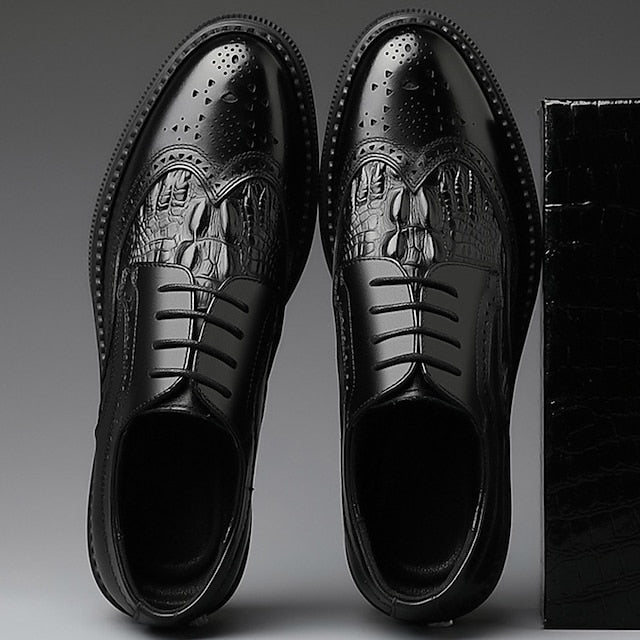 Oxford - Leather Brogue Men's Crocodile Shoes Brown