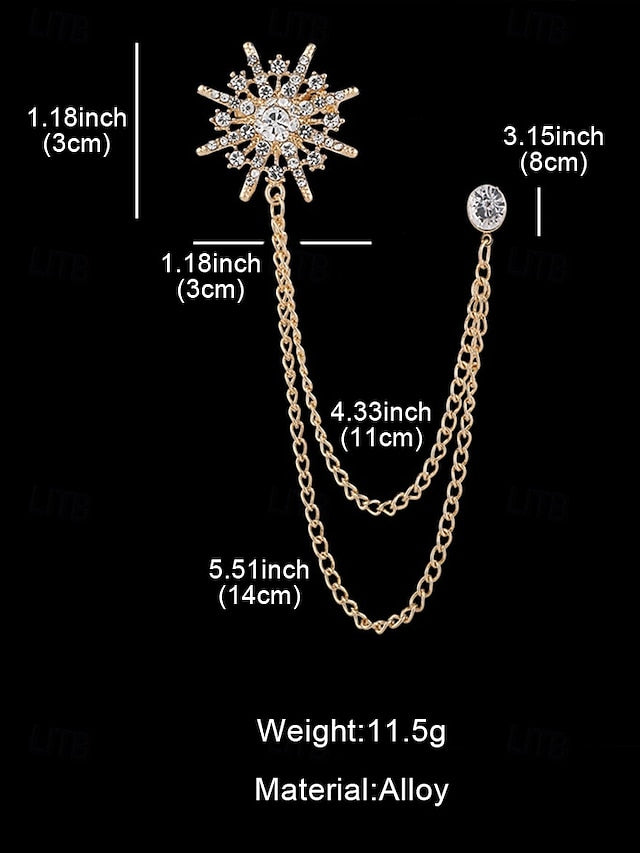 Pin Lapel Crystal Chains – Gold with Elegant Stylish Star