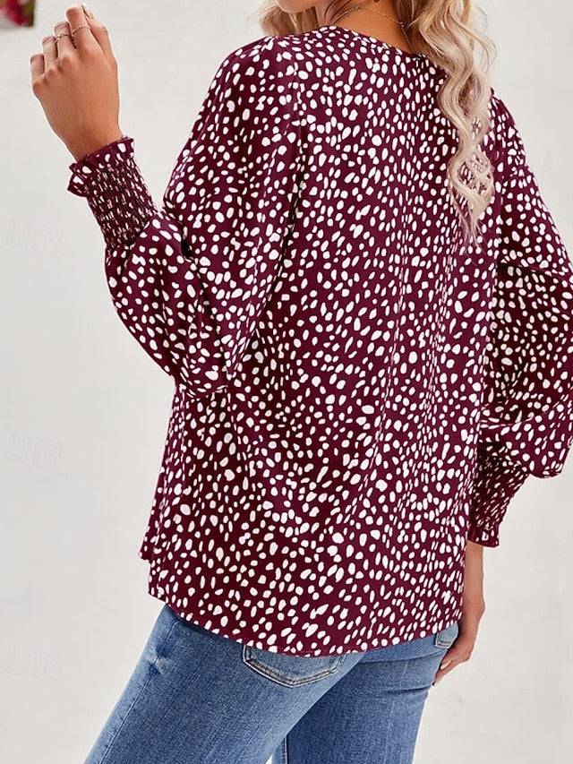 Women's T Shirt Print Floral Casual Long Sleeve V Neck