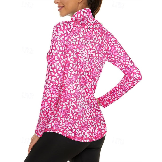 Women's Floral Golf Polo Shirt Tennis Shirt Long Sleeve