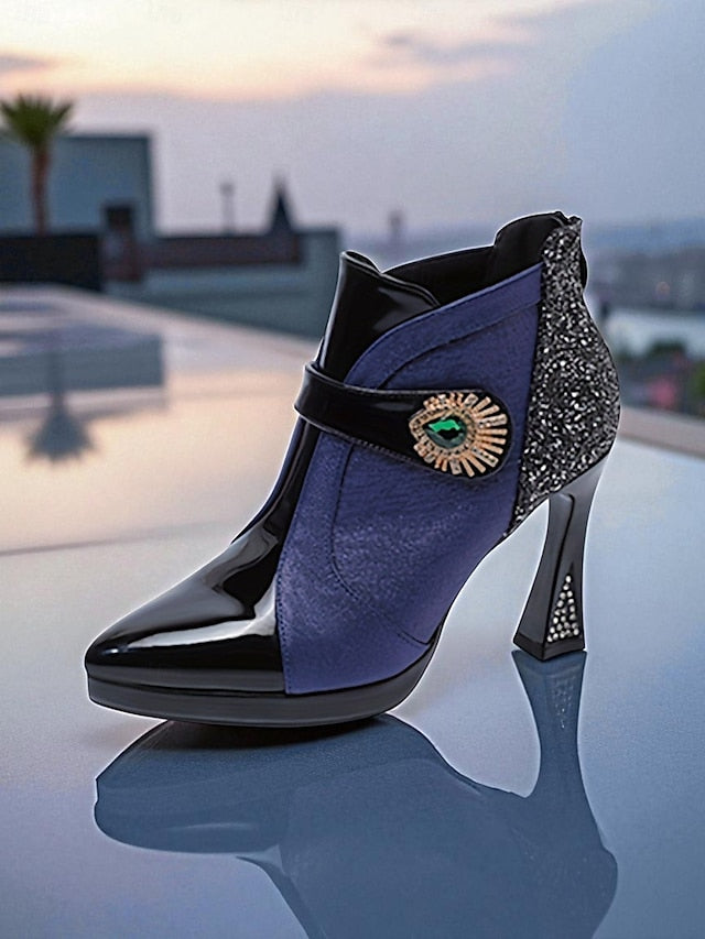 High Heel Boots Ankle Women's Glitter