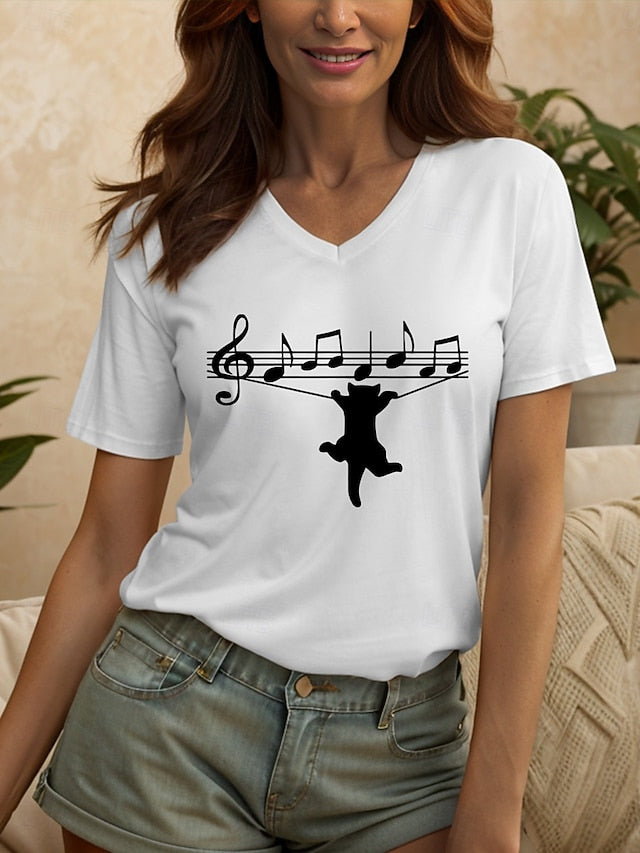 Women's Blouse Print Graphic Cat Letter Vintage Stylish