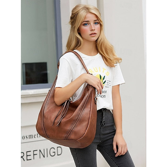 Set Damen Ledertasche Hobo mit passender Geldbörse Kunstleder