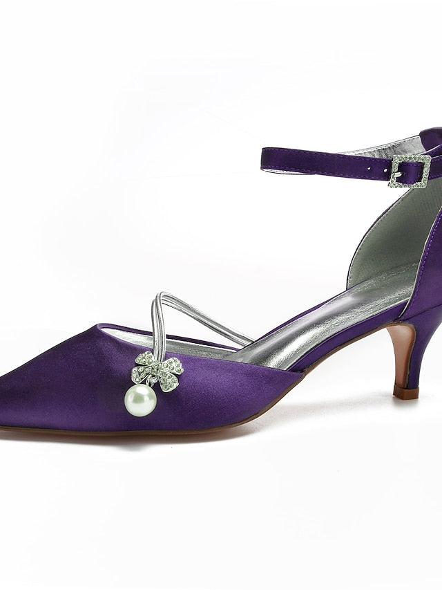 Pearl Blue and Kitten Satin Heels with Dark Women's